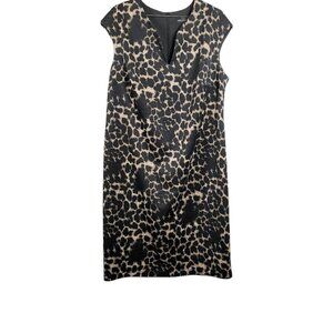 ❤️269 Connected Apparel Sleeveless Animal Print Black and Tan Shift Dress